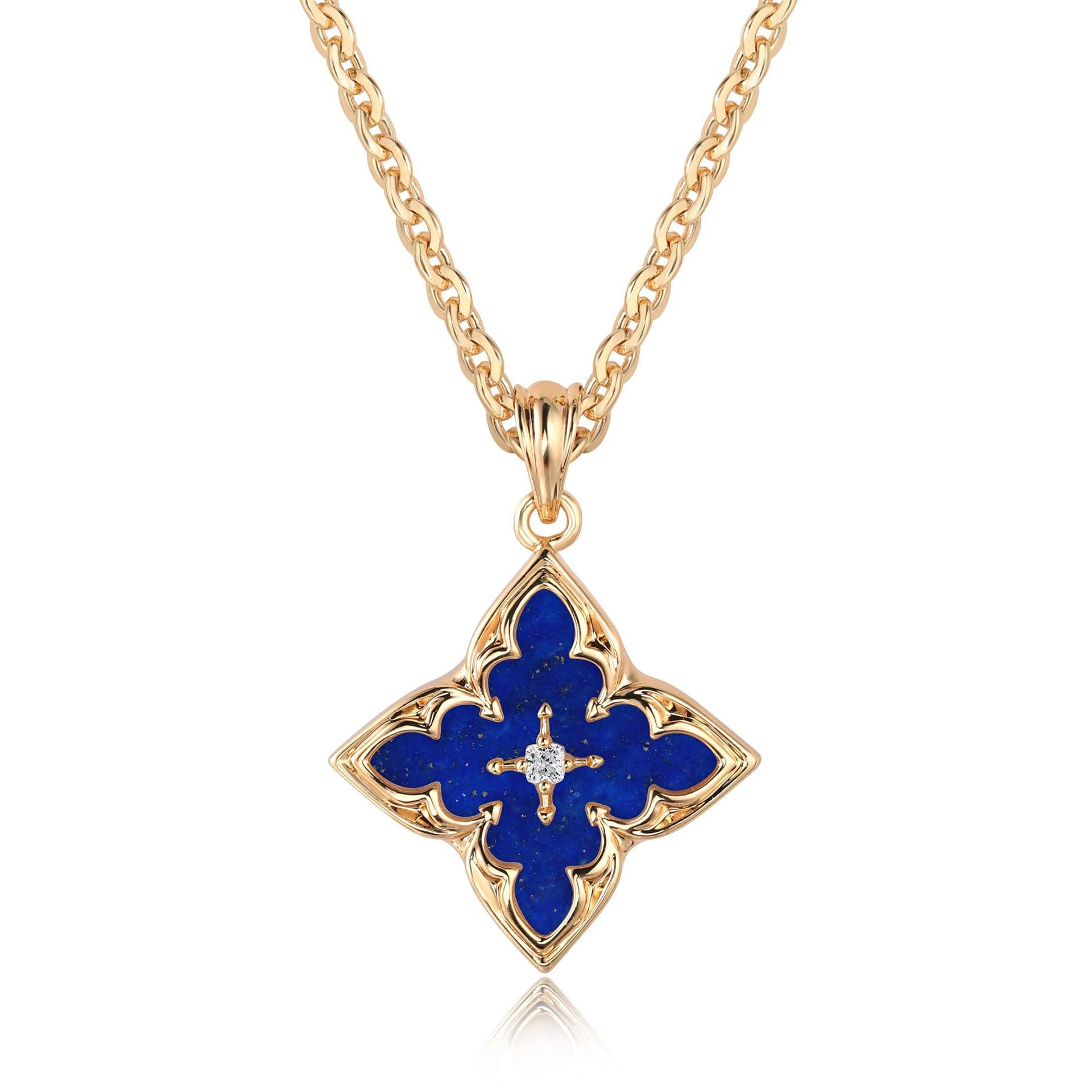 Wholesale 14K Gold Plated Cubic Zirconia Lucky Clover Necklace