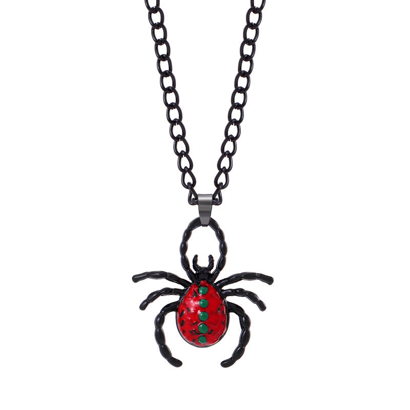 Wholesale Dark Wind Halloween Spider Punk Men and Women Spider Web Necklace Alloy Necklace