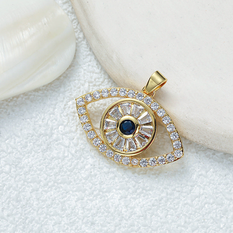 Wholesale Fully Inlaid Zirconia Devil's Eye Necklace DIY Pendant