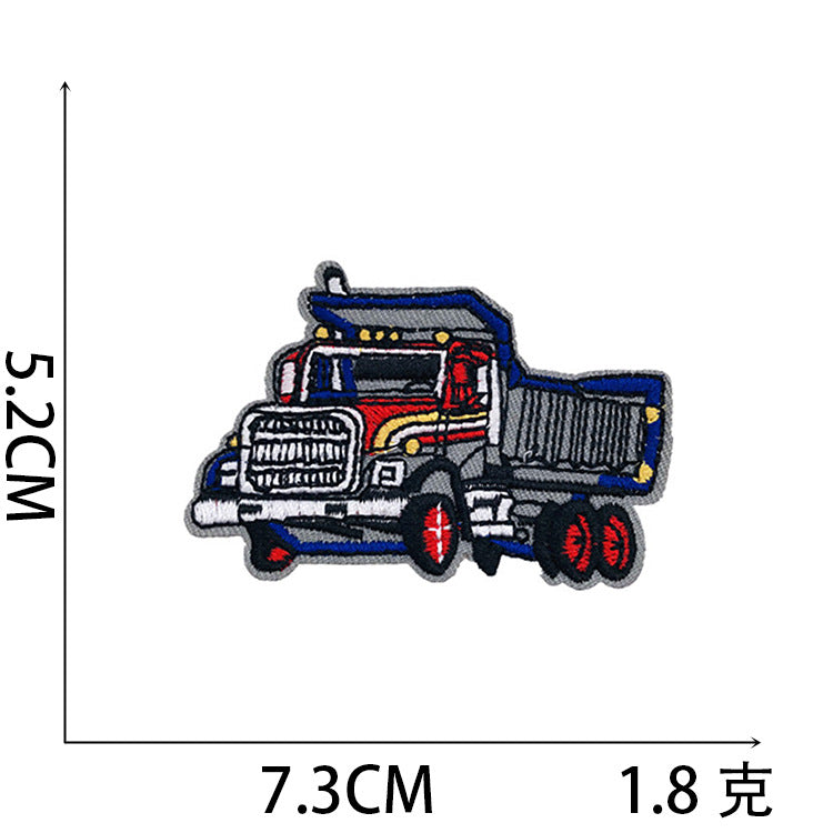 Wholesale Stylish Construction Vehicle Embroidery Patches Self Adhesive Polyester Cloth Applique For Clothing And DIY
