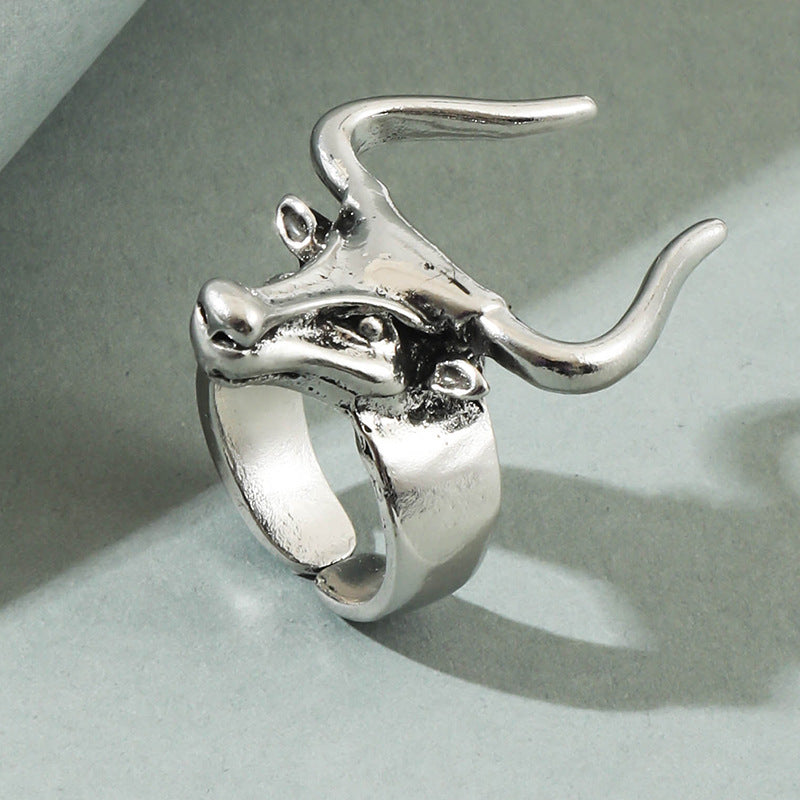 Wholesale Alloy Western Wind Bullhead Adjustable Ring