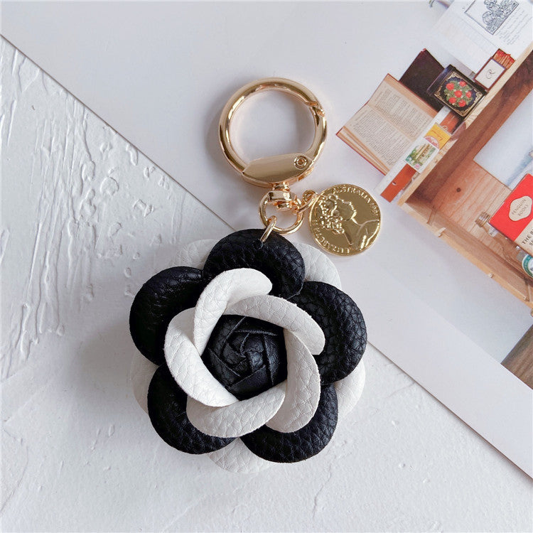 Wholesale Fashion leather Camellia car keychain
