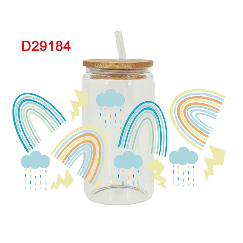 Wholesale Colorful Love Star Rainbow 16oz Cup UV DTF Wraps