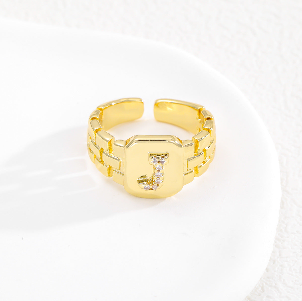 Wholesale Gold plated letter series open ring