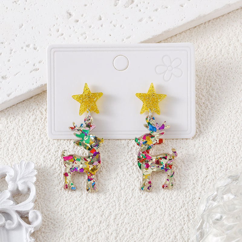 Wholesale Christmas Cute Christmas Tree Snowflake Earrings