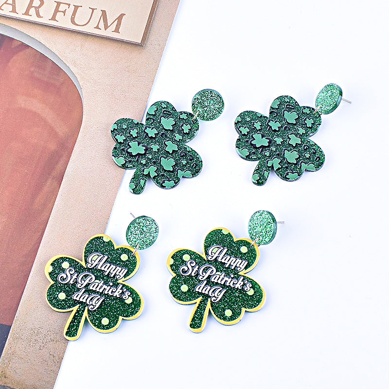 Wholesale St. Patrick's Day Shamrock Hat Earrings