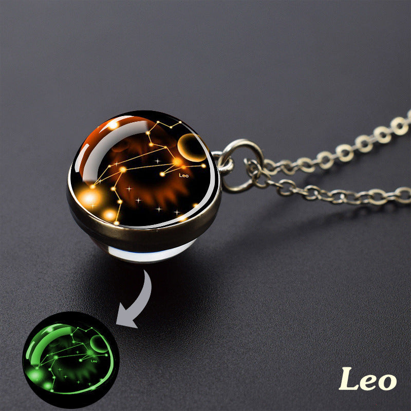 Wholesale Luminous Zodiac Starry Sky Glass Ball Necklace