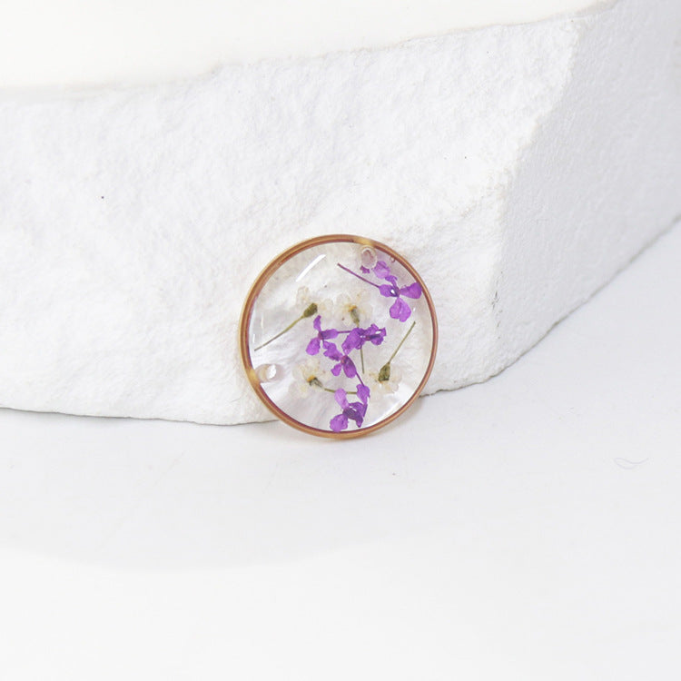 Wholesale 10pcs Round Dried Flower Gold and Silver Colorful Small Flower Stainless Steel Bracelet