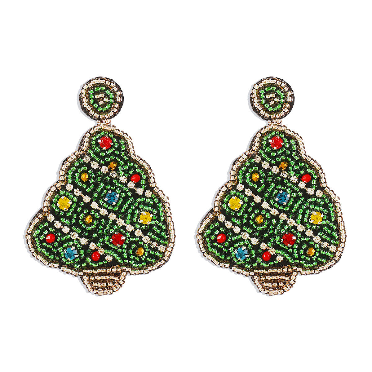 Wholesale Christmas Handmade Beaded Diamond Crystal Earrings