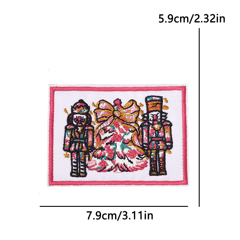 Wholesale Polyester Cartoon Christmas Letter Embroidered Patches For Clothing Hats Phone Cases DIY Decorative Accessory