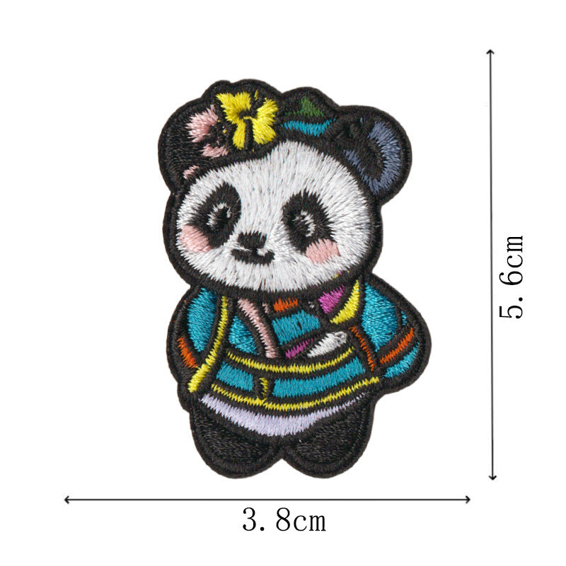 Wholesale 9 Piece Cute Panda Embroidery Patches Iron On For Kids Clothing Towel DIY Decorative Fashion Accessory