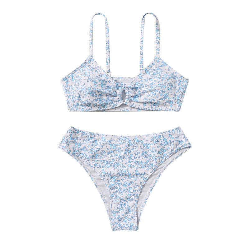 Wholesale Kids V-Neck Cute Split Floral High Waist Swimwear