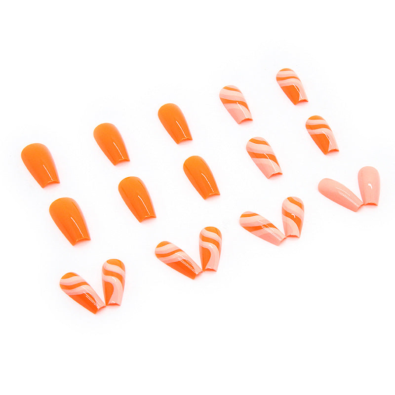 Wholesale Orange-yellow wavy bright color medium-length ballet nail art stickers