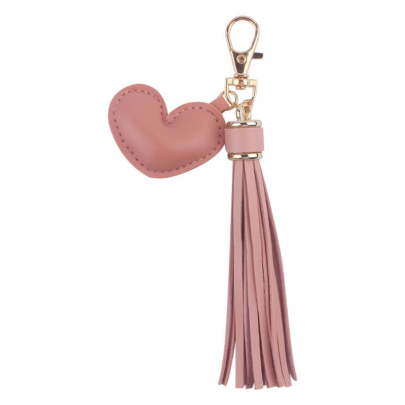 Llavero de borla de cuero de corazón al por mayor