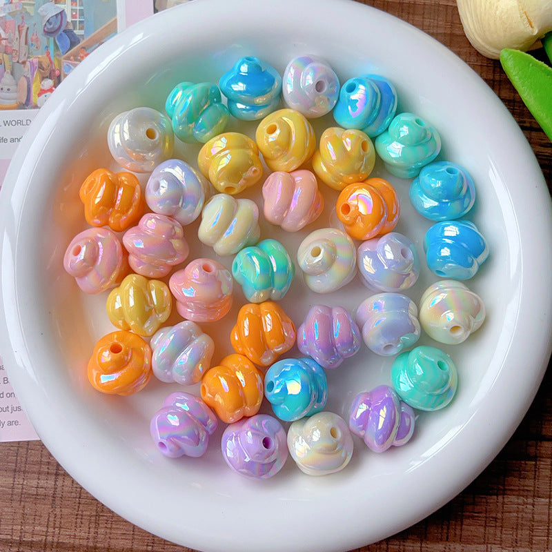 Wholesale 10pcs/pack  Solid color coated spiral bead   Acrylic Beads