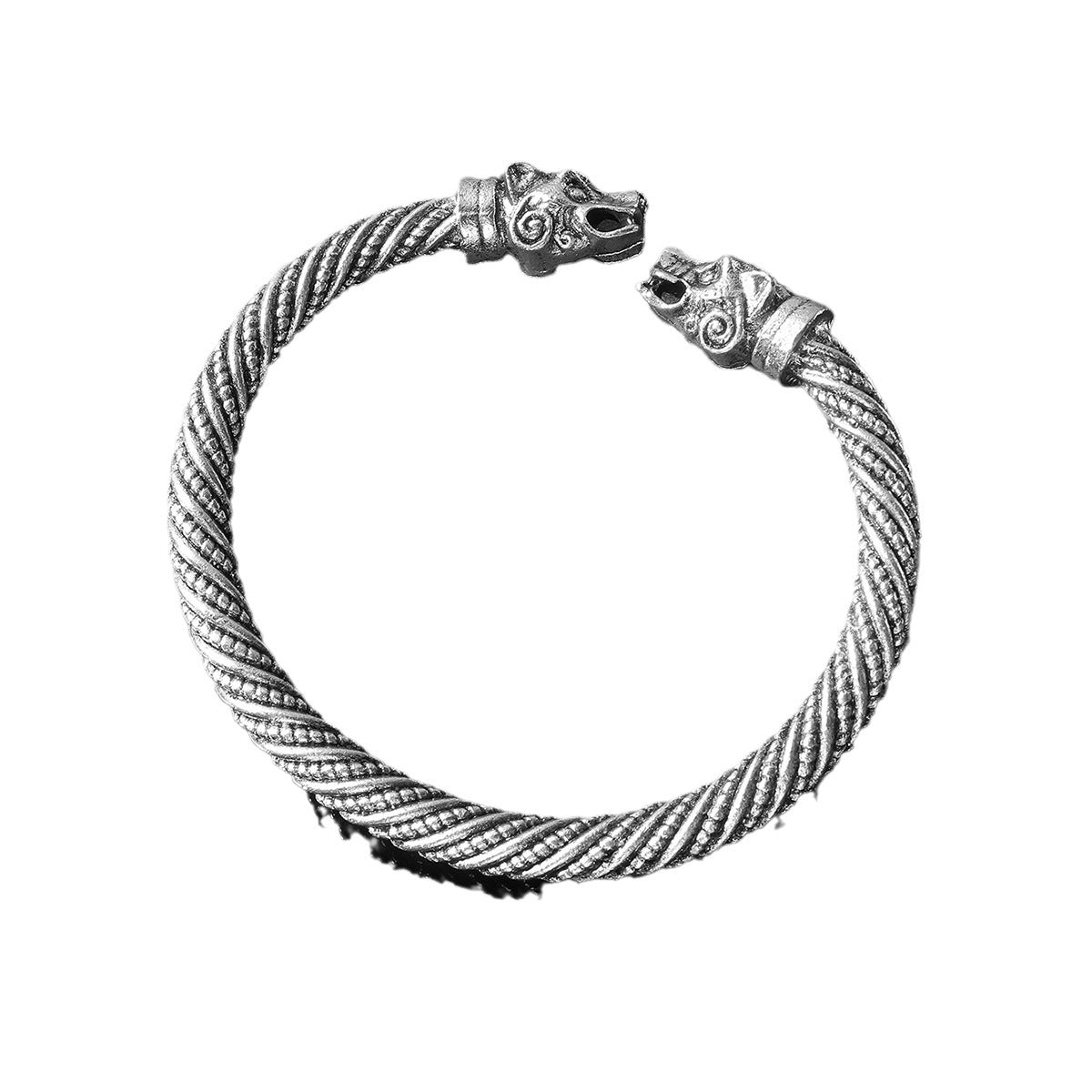 Wholesale Retro Men's Wolf Head Opening Bracelet