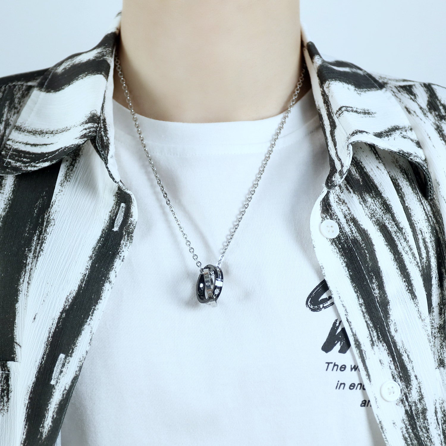 Wholesale Double Ring Stainless Steel Titanium Steel Necklace