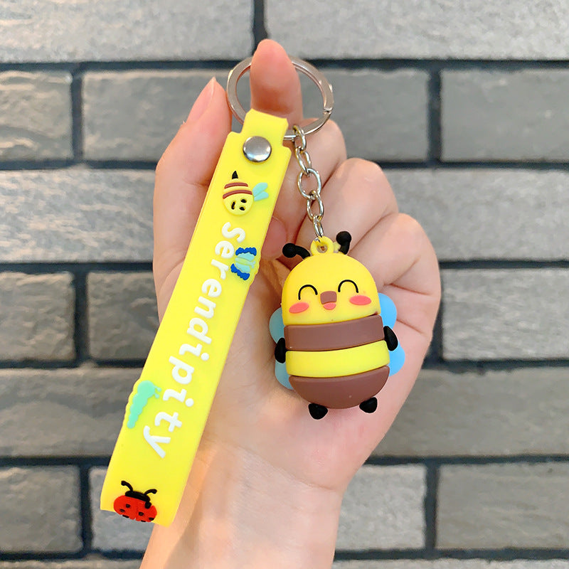 Wholesale Dragonfly Seven-star Ladybug Silicone Insect Keychain