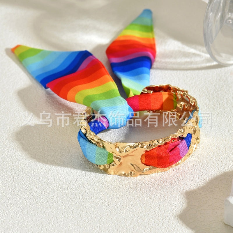 Wholesale Rainbow f heart metal irregular bracelet