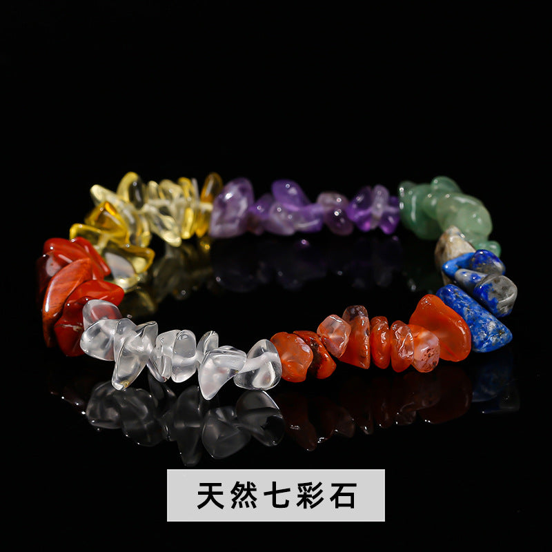 Wholesale natural crystal agate colorful gravel elastic bracelet