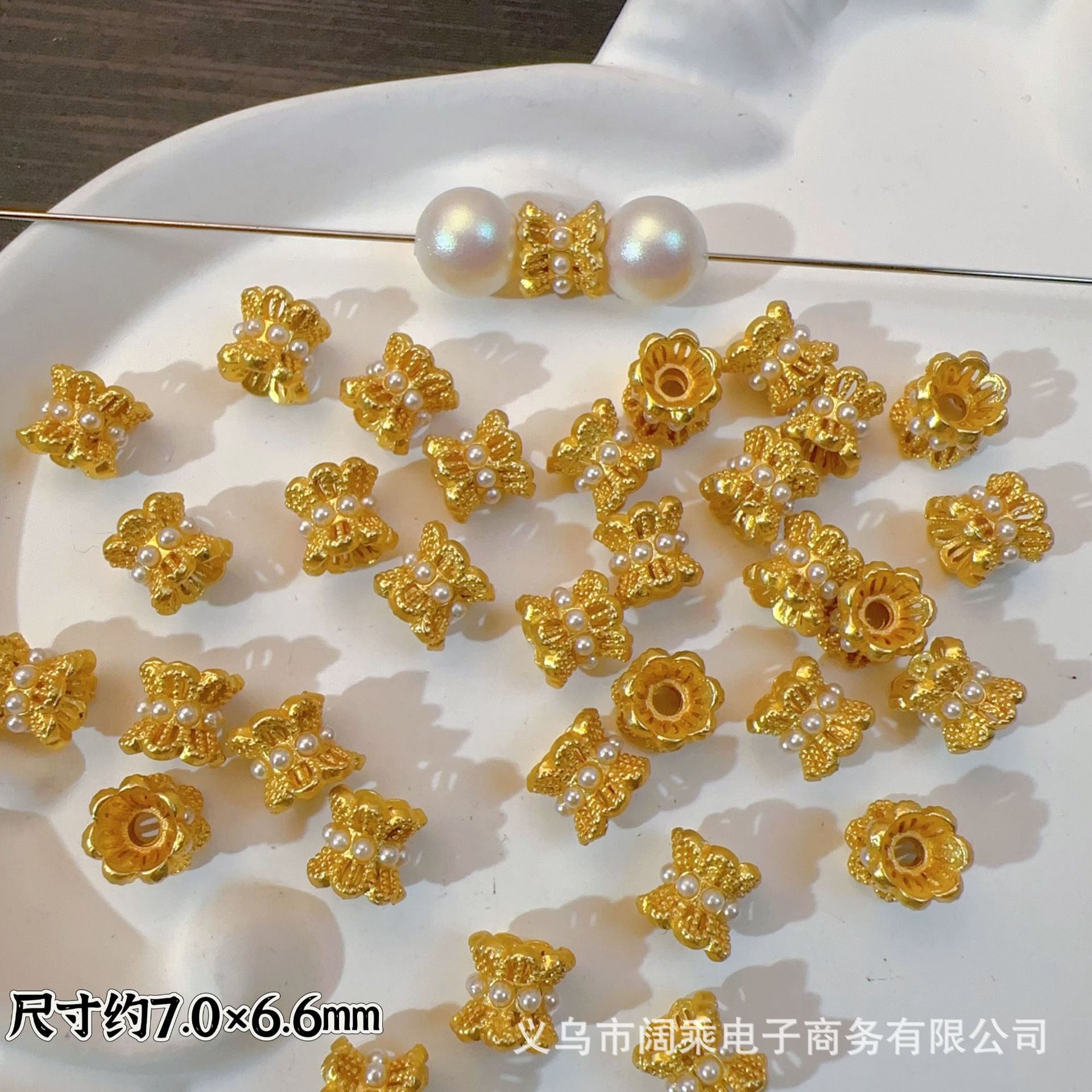 Wholesale 20pcs Ancient-plated hollowed-out small waisted golden double-sided torus spacer Beads