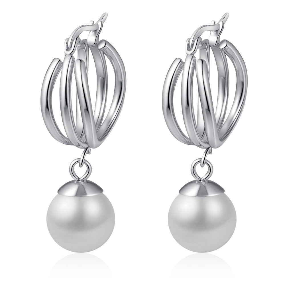 Wholesale Fashionable high-end design pearl pendant earrings