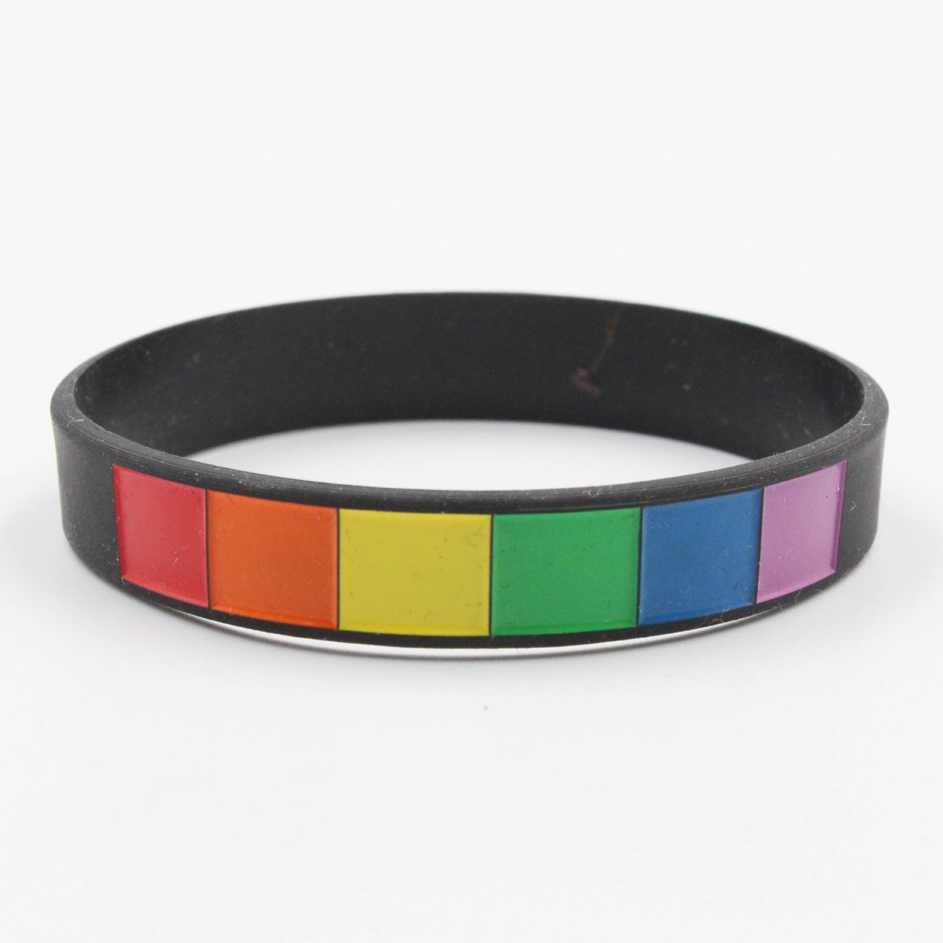 Wholesale Plaid Rainbow Couple Silicone Bracelet