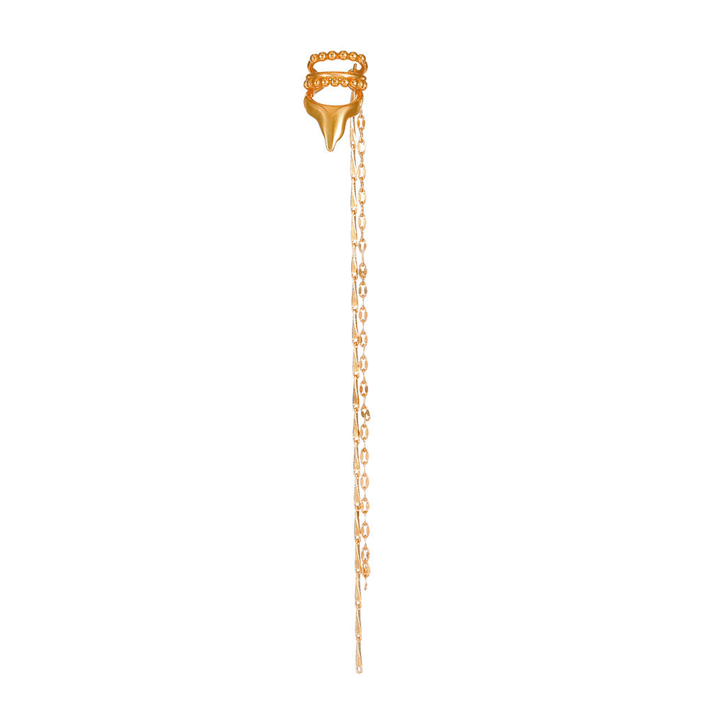 Wholesale Copper Electroplated Long Chain Tassel Ear Cuff Clip For Women No Piercing Stylish Everyday Jewelry Accessory