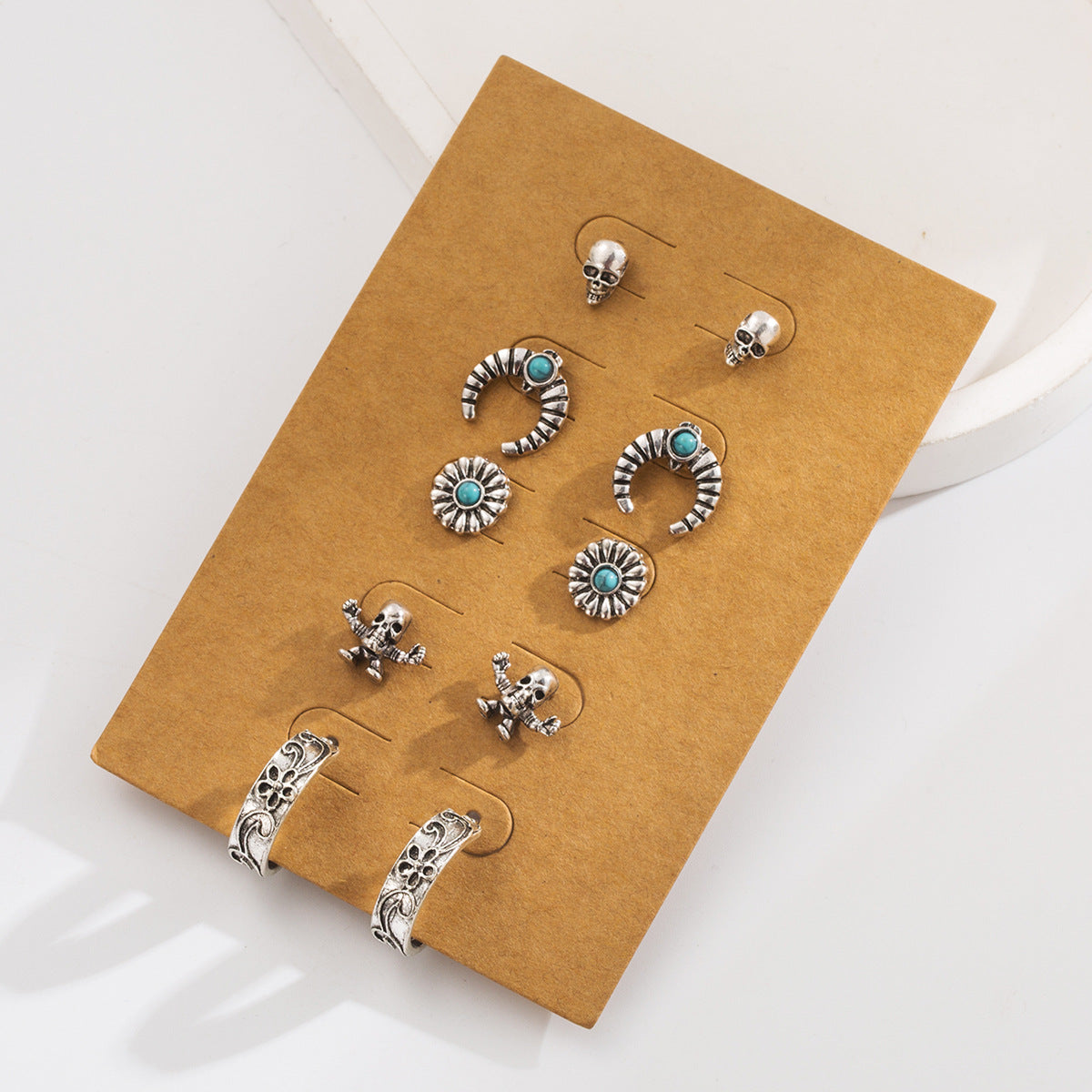 Vintage ethnic style turquoise earring set