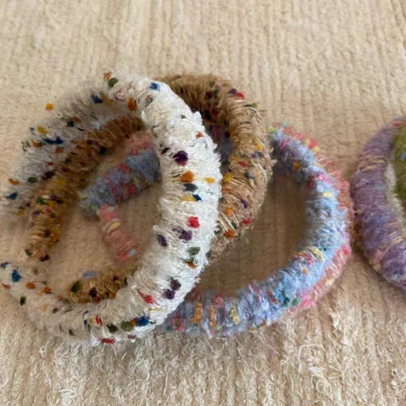 Wholesale Autumn and Winter Cream Color Dot Plush Headband