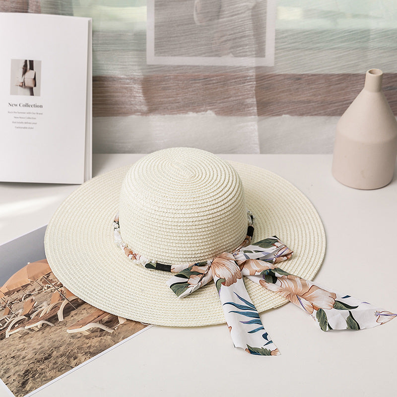 Wholesale Summer Bow Ribbon Big Hat Folding Straw Hat Sun Hat