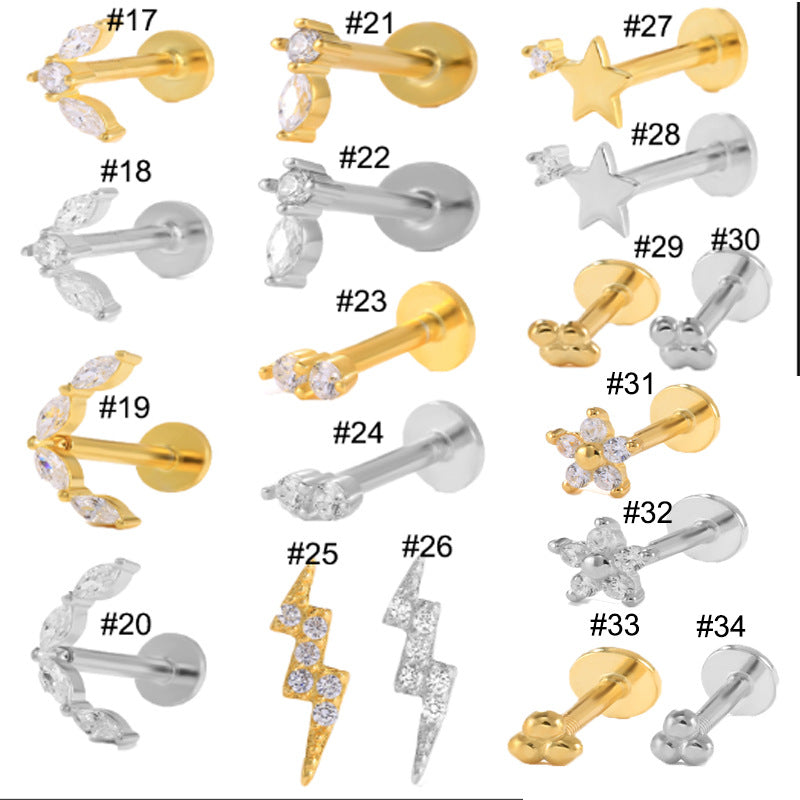 Wholesale S925 Sterling Silver Piercing Inner Thread Ear Piercing Ear Bone Nails