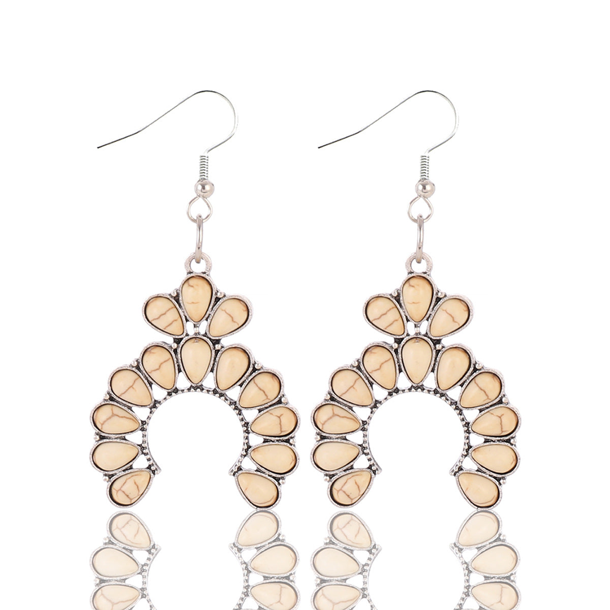 Wholesale Colorful Turquoise Pearly Peacock Blue Alloy Earrings