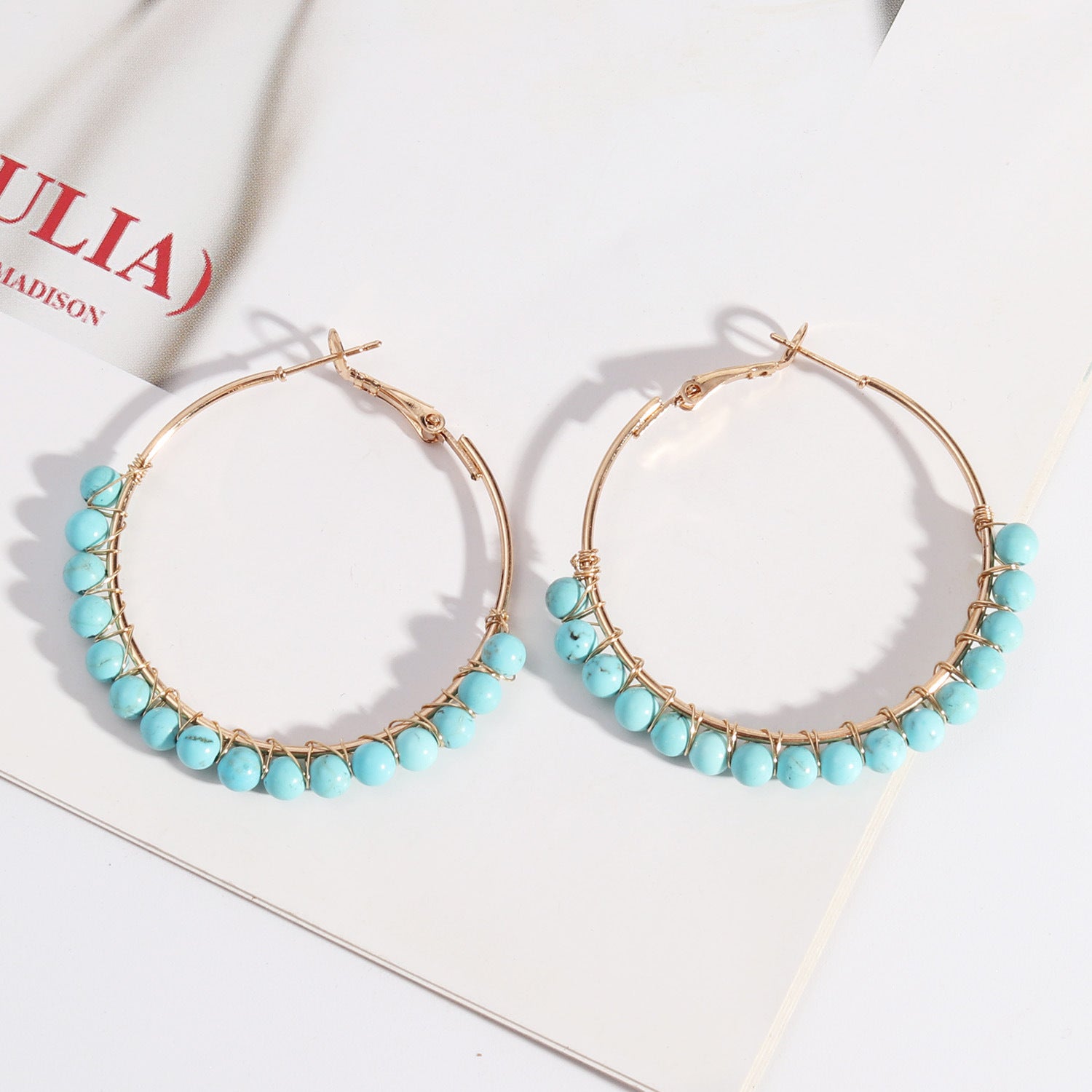 Wholesale Round Beaded Stone Hand-wound Versatile Earrings