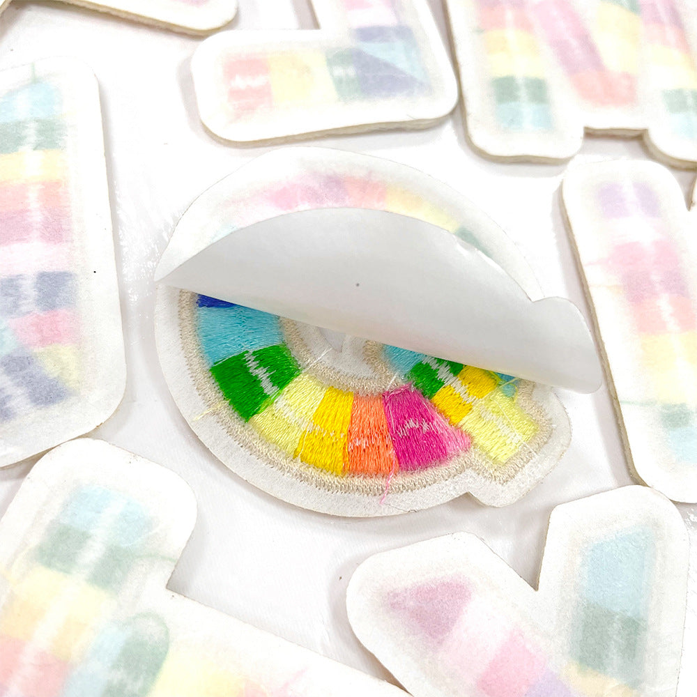 Wholesale Rainbow 3D Embroidered 26 Alphabet Letter Patches Self Adhesive DIY Fashion Accessory For Shoes Hats
