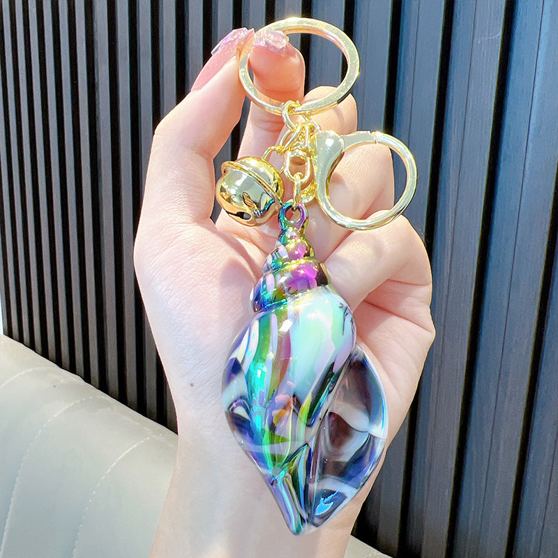 Wholesale Color Plated Large Conch Electroplated Colorful Acrylic Key Chain