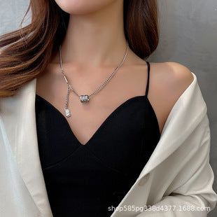 Wholesale Multi-layered Geometric Leaf Alloy Necklace