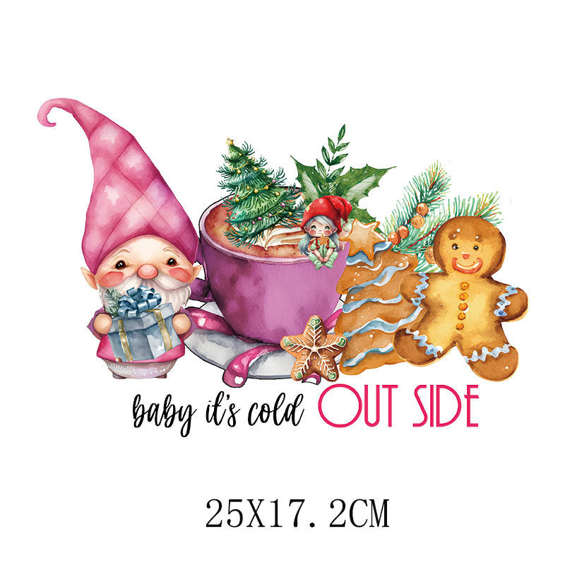 Wholesale Christmas pink heat transfer pattern  UV DTF Ready to Press Transfers Wraps