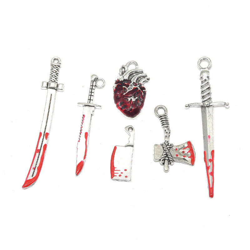 Wholesale 10pcs Gothic style simulation sword axe heart organ dripping Decorations
