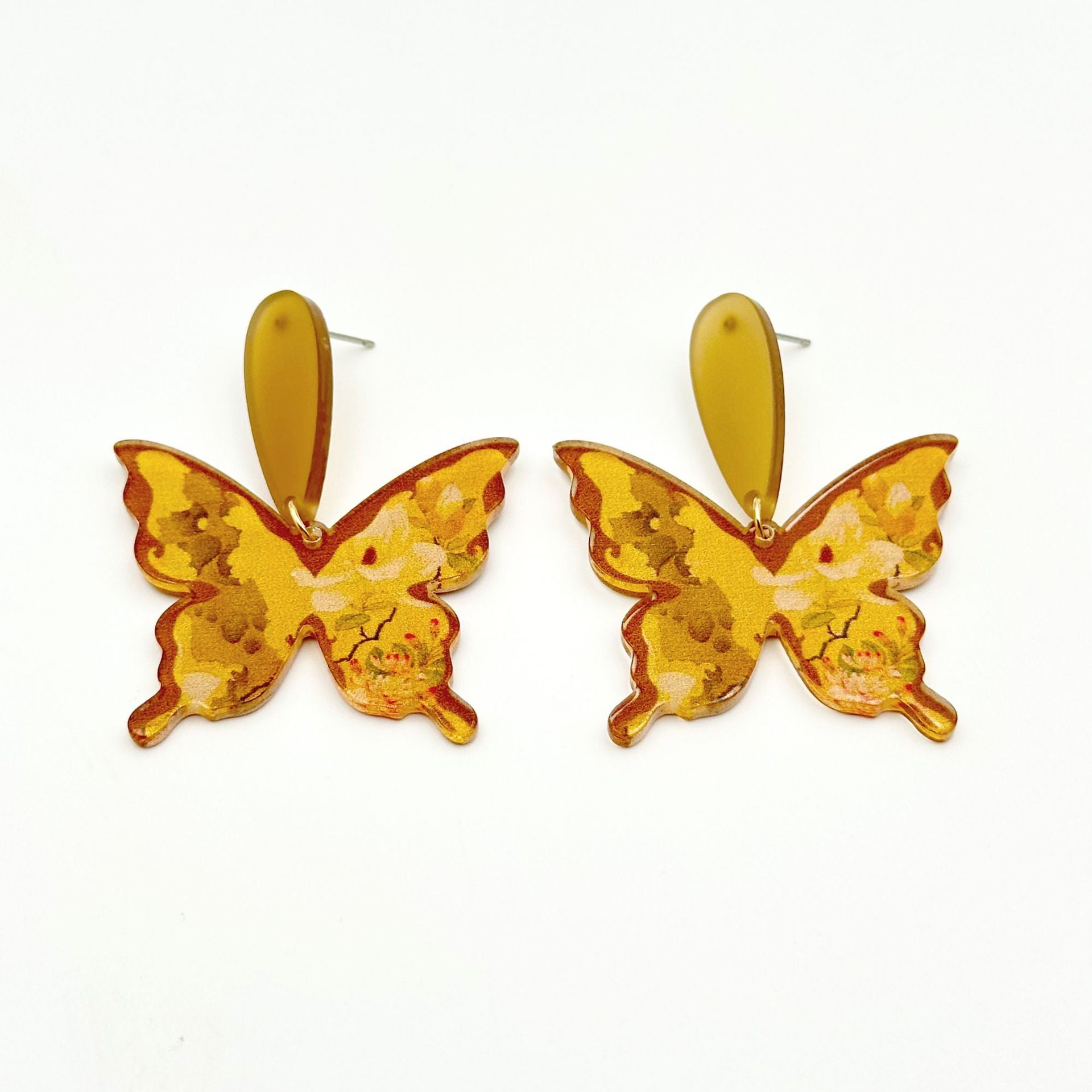 Wallesar Ink Butterfly Calligraphy Antique Earrings