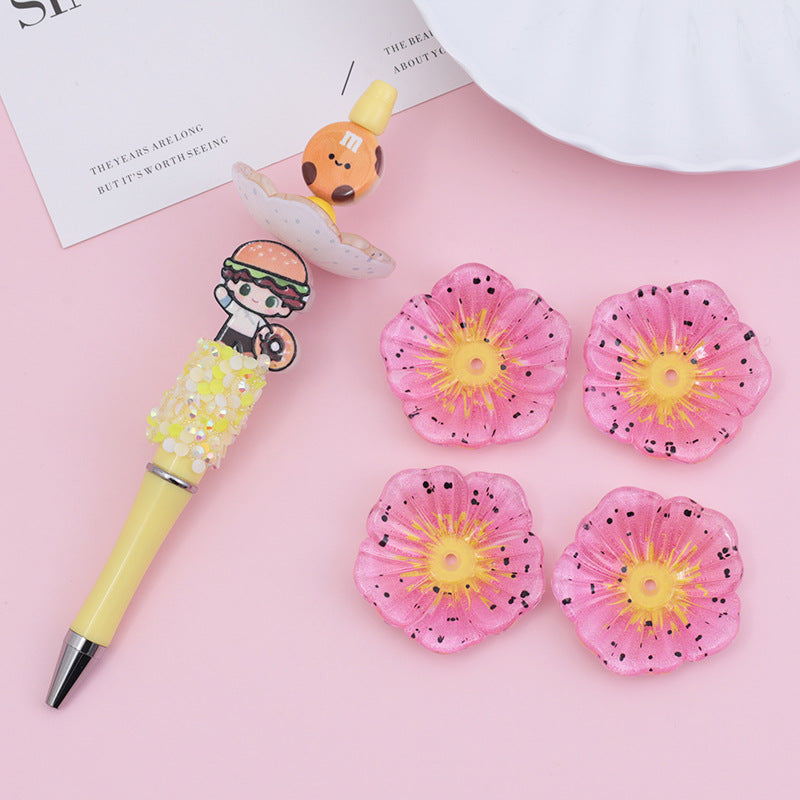 Wholesale 10pcs beaded pen with bead print flowers straight-hole beads