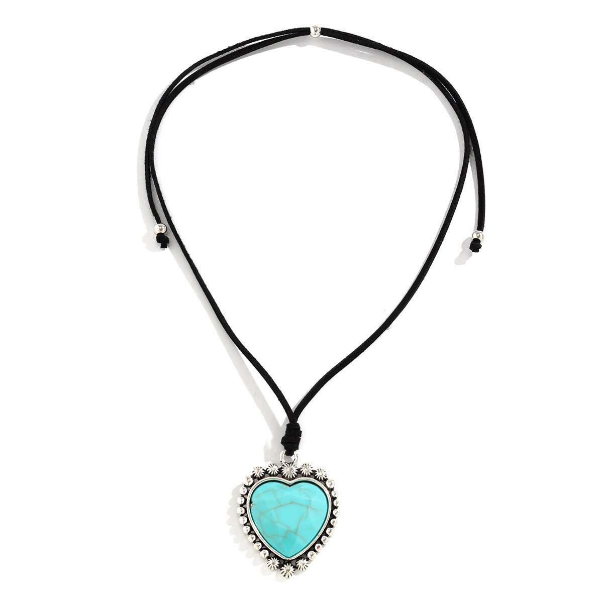 Wholesale Turquoise Love Pendant Adjustable Drawstring Collar