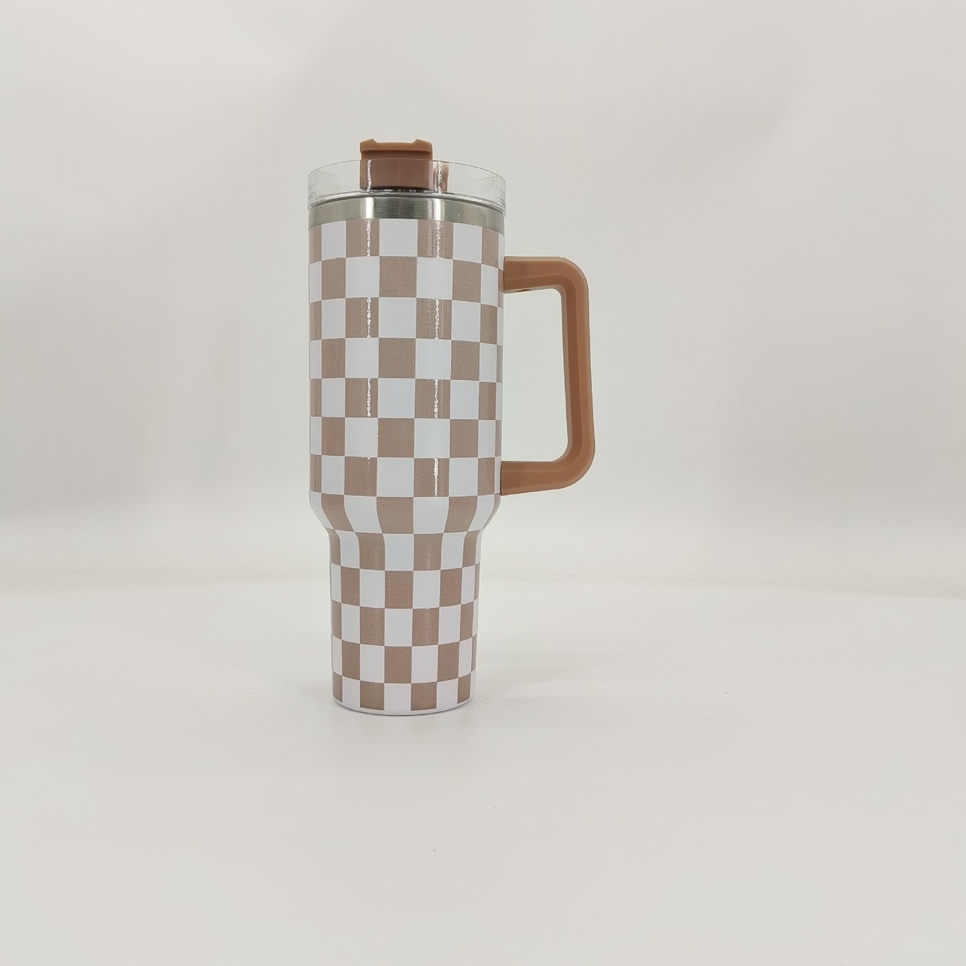 Wholesale Tumbler Checkerboard Double Layer Stainless Steel Large Capacity Ice Bullies Cup