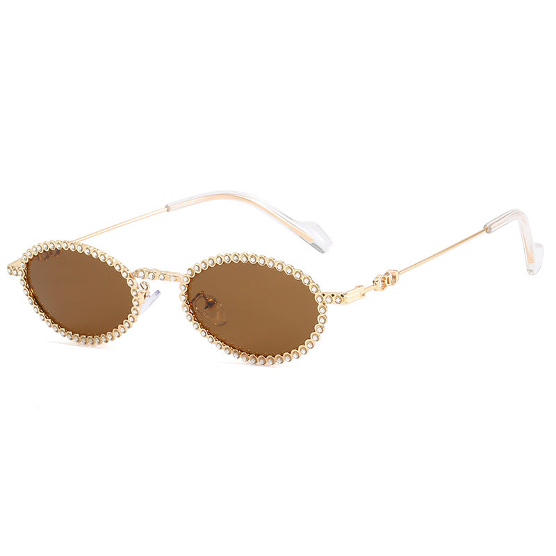 Wholesale Full Diamond Oval Frame PC Sunglasses