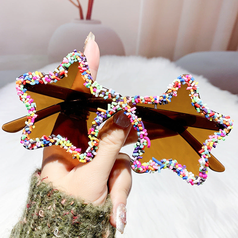 Wholesale Five-pointed Star Diamond Frameless Fashion Personality Photo Sunglasses