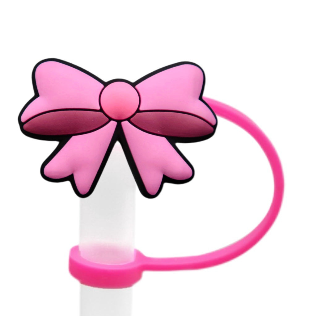 Wholesale 10pcs Bow Straw Cap Silicone Straw Tube Cap
