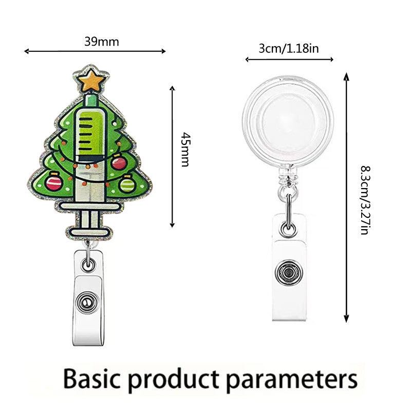 Wholesale Acrylic Christmas Cartoon Badge Clip Christmas Tree Clip Badge Reels
