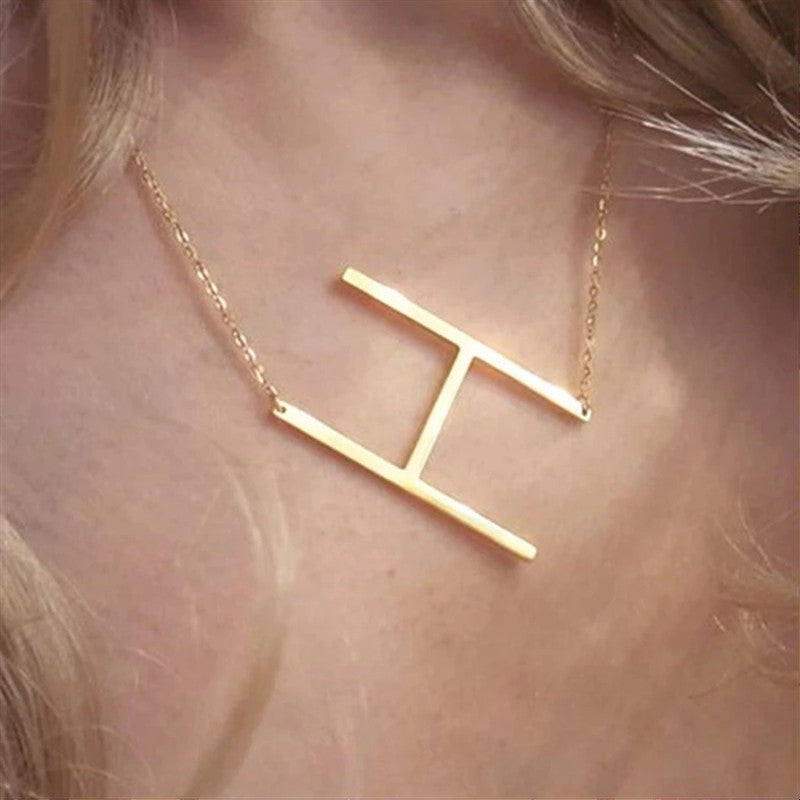 Wholesale 26 English Large Letters Stainless Steel Necklace