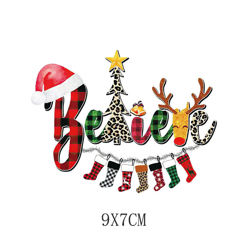 Wholesale  5pcs/pack   Children' s Cartoon Christmas Heat Transfer Stickers   UV DTF Ready to Press Transfers Wraps