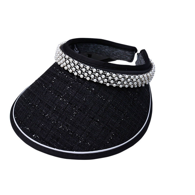 Wholesale Pearl Black Gum Big Eaves Hair Hoops Polyester Sun Hat